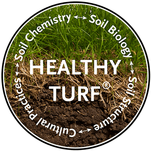 Four elements of organic turf care listed in a circle.
