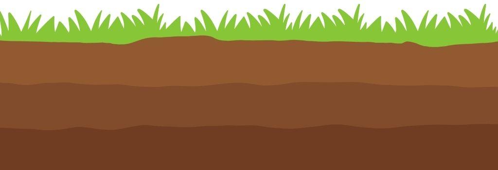 soil balancing graphic showing layers of soil under turf grass
