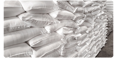 stack of organic fertilizers in a warehouse